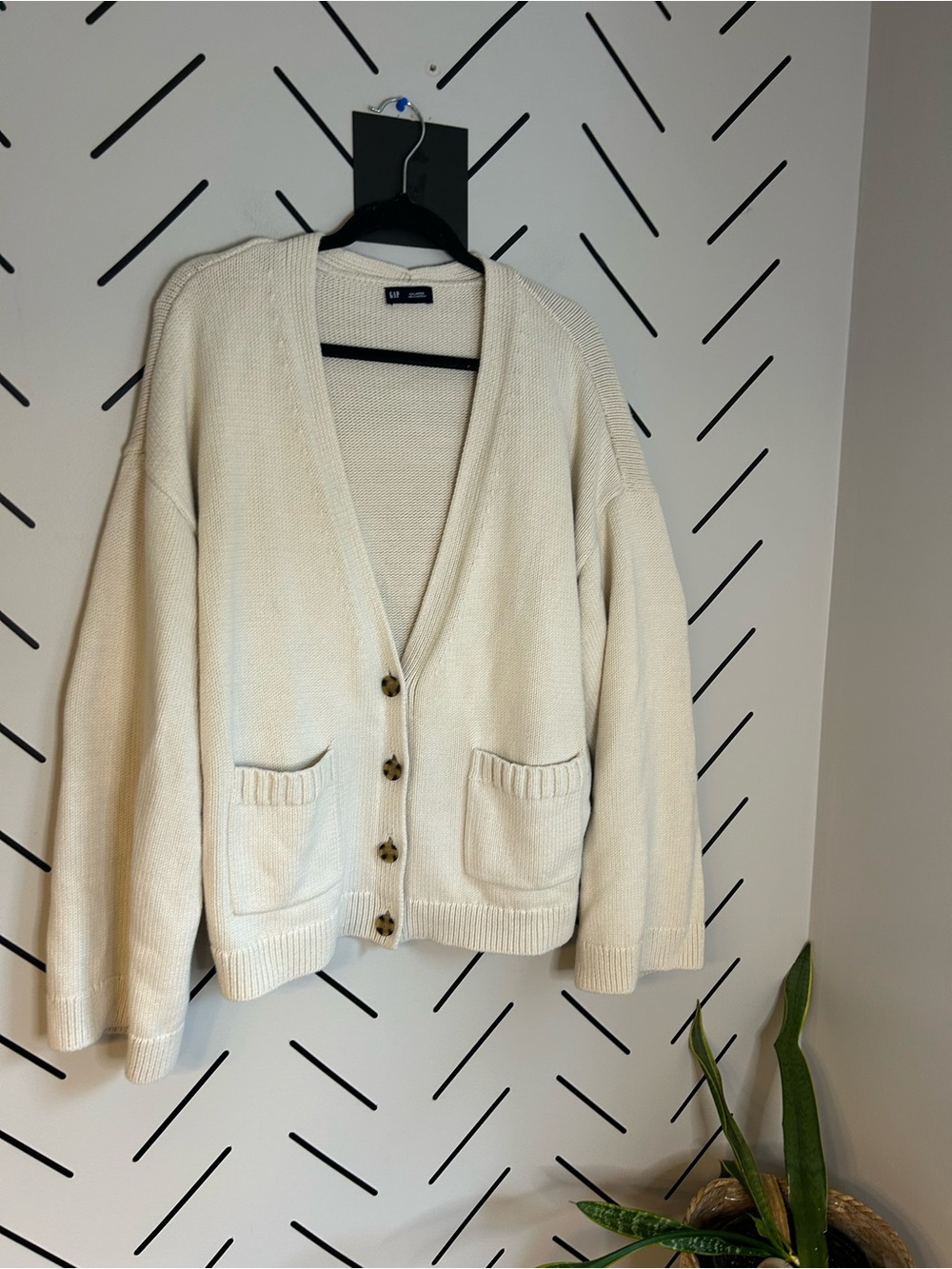 Gap cream wide sleeve knit heavy weight cardigan
